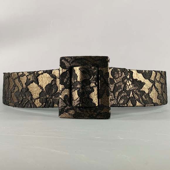 CHRISTIAN DIOR Black Anthracite Lace Leather Belt - Picture 1 of 8